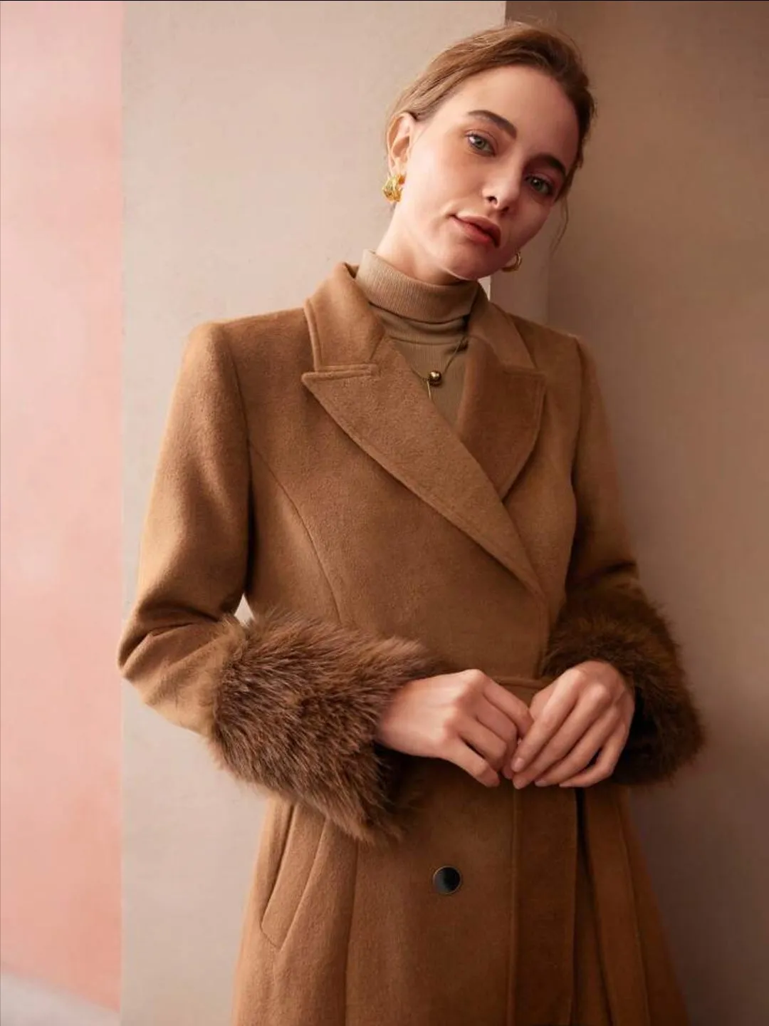 Wool Blend Structured Overcoat