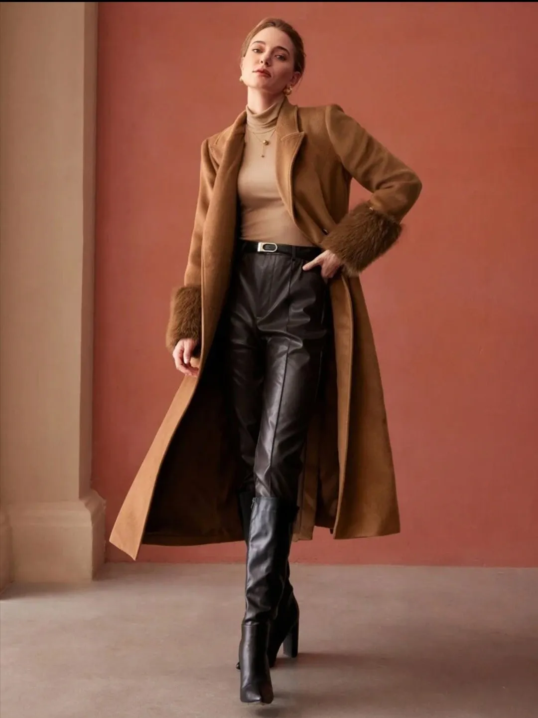 Wool Blend Structured Overcoat