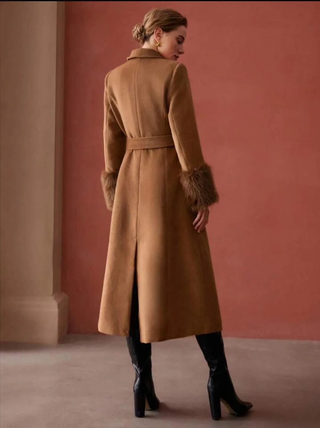 Wool Blend Structured Overcoat