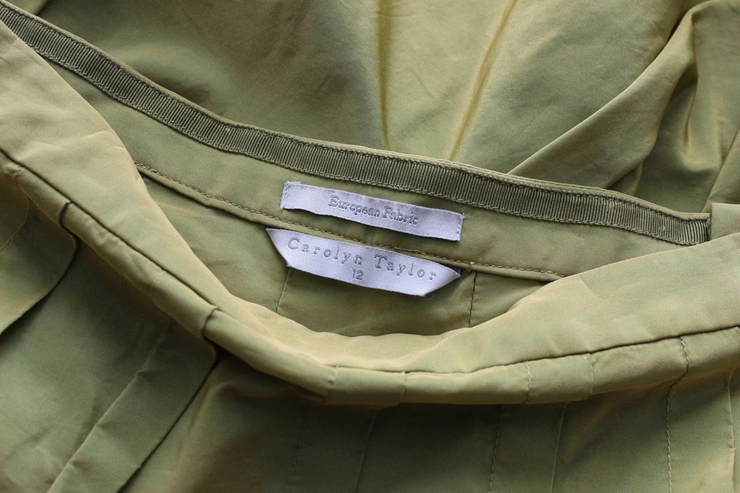 Y2K Metallic Green Structural Taffeta High Waist Skirt
