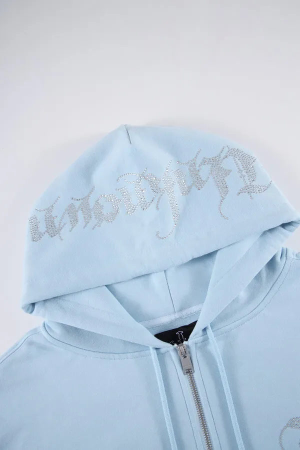 Zip Hoodie Rhinestone Blue | Unknown