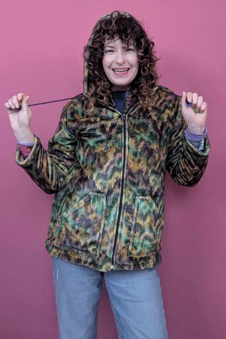 Zip Up Hoodie in Camo Chevron