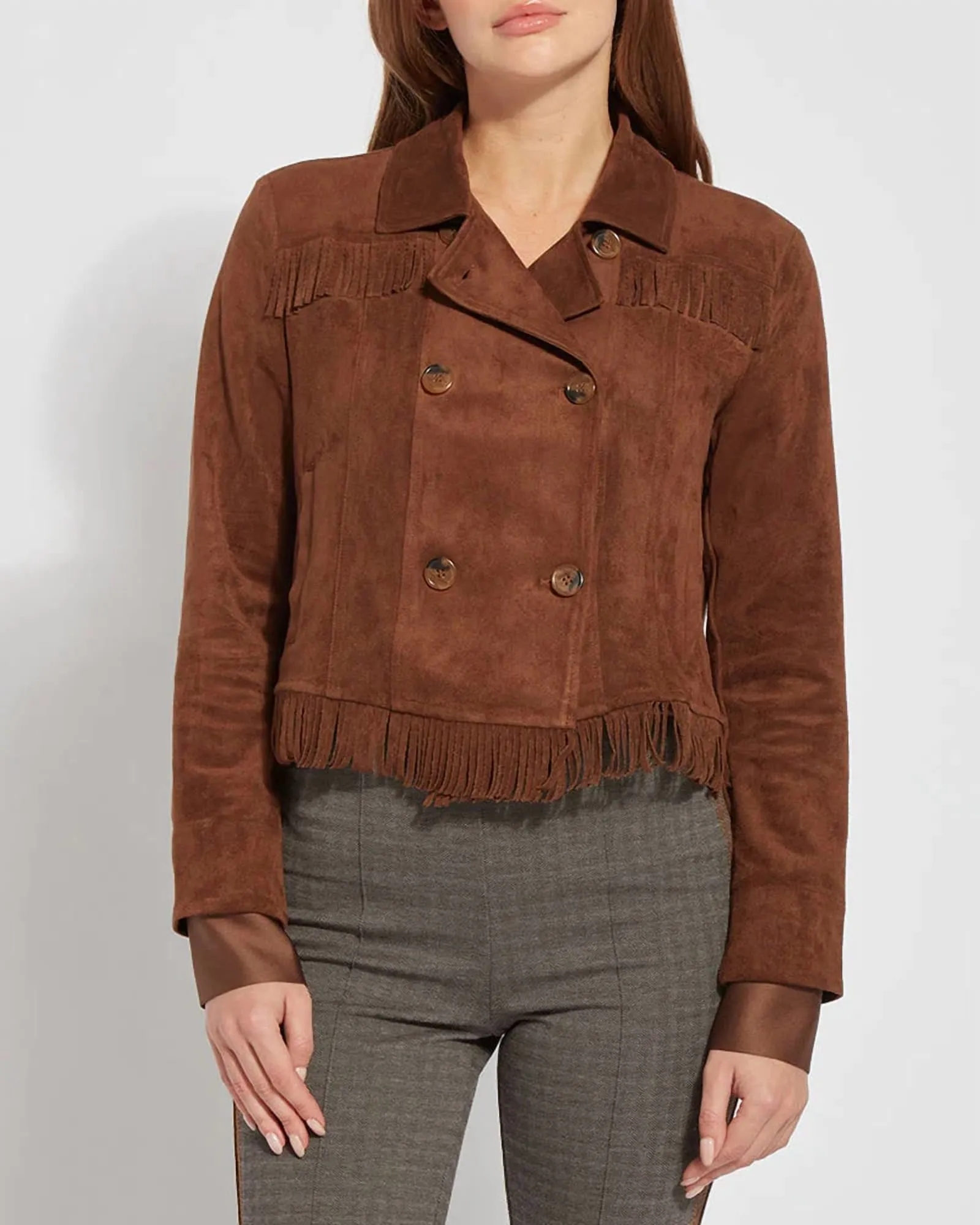 Zora Fringe Suede Jacket in Bronze | Bronze