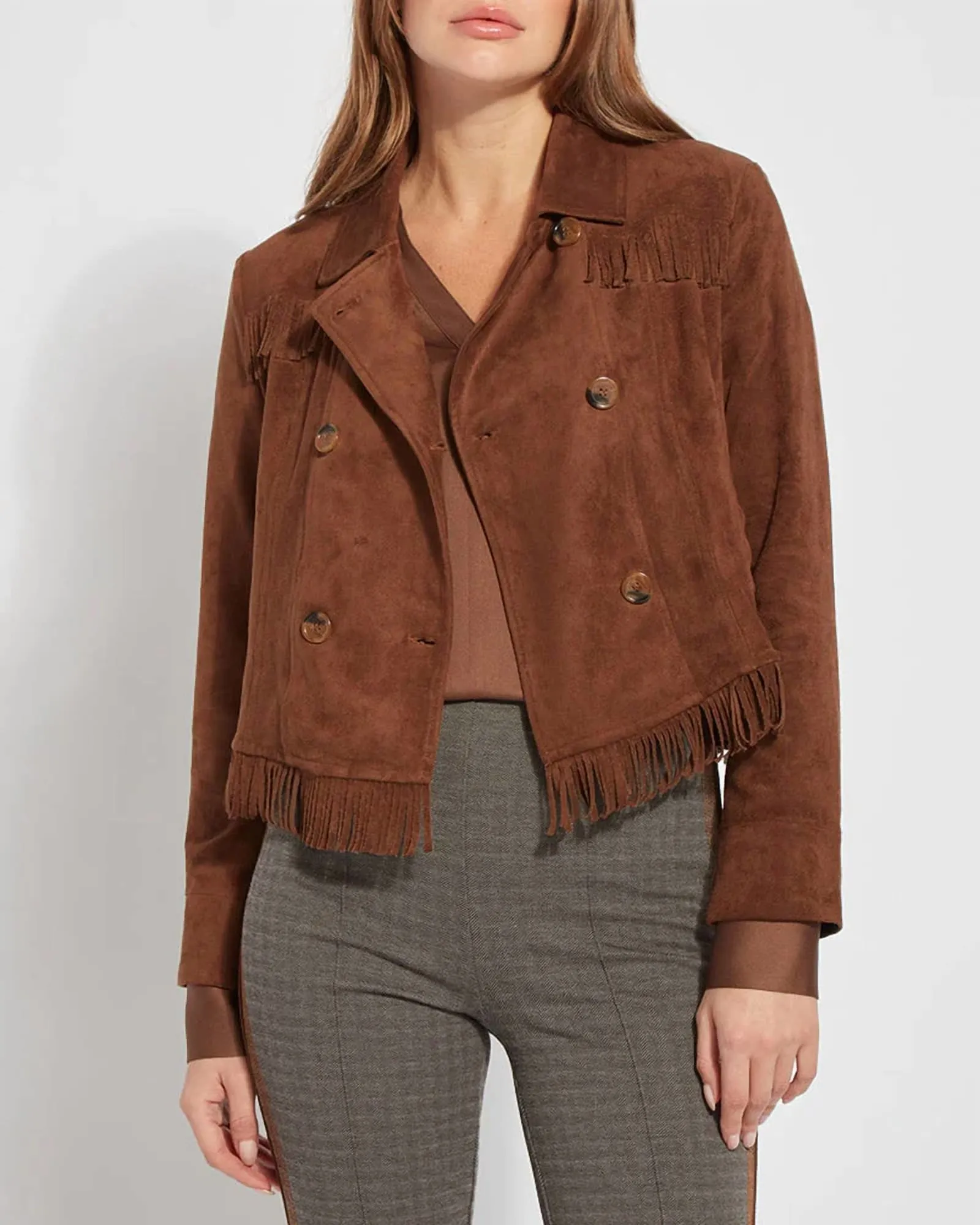 Zora Fringe Suede Jacket in Bronze | Bronze